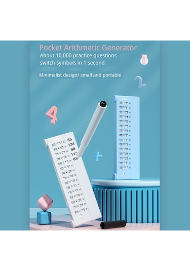 Geeksen Çocuklar İçin Matematik Soruları Oluşturucu Tahta - 1-100 Toplama-çıkarma, 5100 Soru, Beyaz + 2 Tahta Kalemi + Silgi Kumaşı + Saklama Çantası Çok Renkli