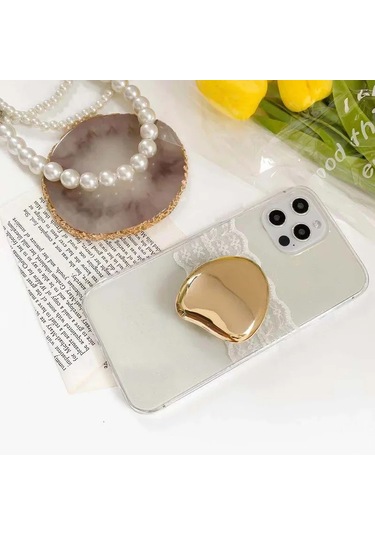 Goldenqian Pop Grip Soket Griptok Telefon Tutucu Metal Kaplama Ayna Cep Telefonu Standı Geri Çekilebilir Stand Şekilli Halka Toka Masa 1 1