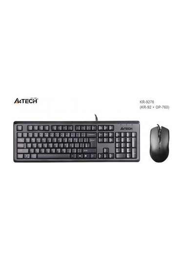 A4 Tech Kr-9276, Siyah, Usb Kablolu, Türkçe Q, Multimedya, Klavye Mouse Set