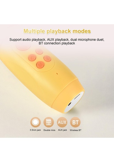 Kablosuz Bt Mikrofon Taşınabilir El Mikrofonu Değişken Ses Fonksiyonu Dahili Ses Sistemi 1200mah