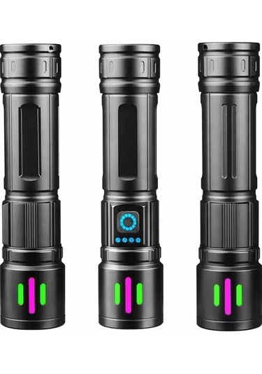 Bedotech Bd-15 6.4w Tg Led Çok Fonksiyonlu Alüminyum Alaşımlı Zoomlu Type-c Şarjlı El Feneri Çok Renkli
