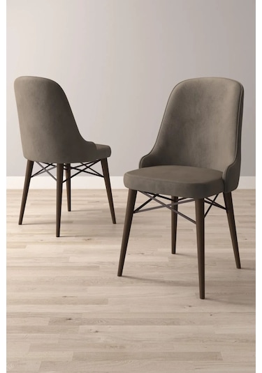 Nova Serisi, 4 Adet Cappucino Mutfak Sandalyesi, Ceviz Gürgen Ayak, 1. Sınıf Babyface Kumaş