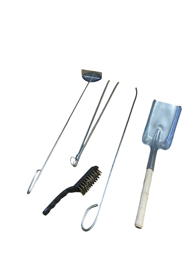 Mobilreyon Şömine Seti 5'li,gelberi,karıştırıcı,kürek,maşa,fırça