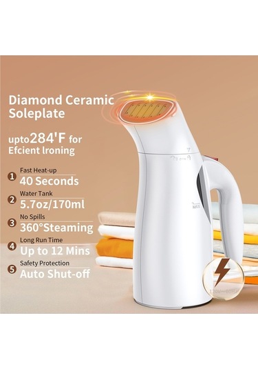 Createtech El Tipi Taşınabilir Buharlı Ütü 140-170ml 700w 40sn Hızlı Isınma Kırışıklık Giderici Seyahat Ev Ofis