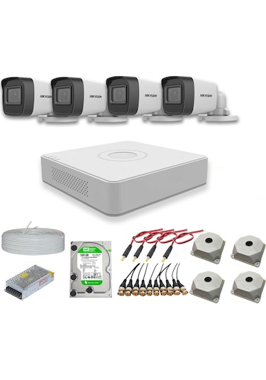 Hikvision 2 MP 4 Kameralı 500 GB Disk Dış Ortam AHD HD-TVI Full Kamera Seti