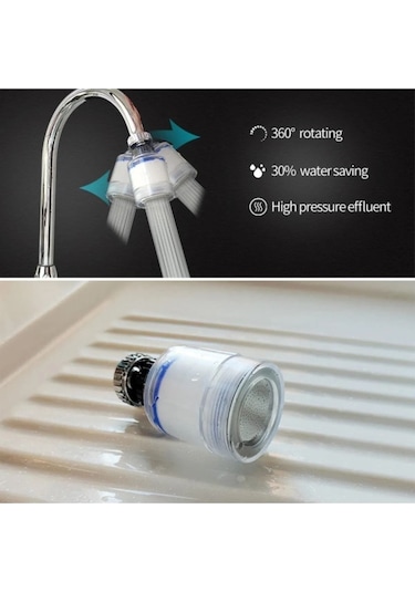 Mintev Su Tasarruflu Ve Kireç Önleyici Filtreli 360 Derece Döner Musluk Başlığı
