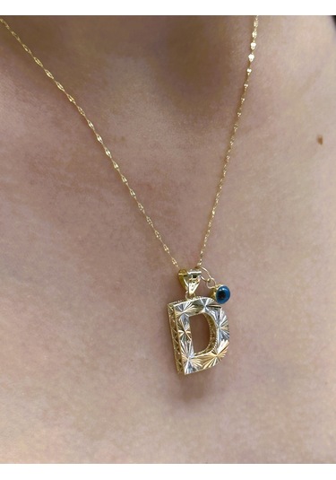 Altın 3 Boyutlu D Harfli Aynalı Zincir