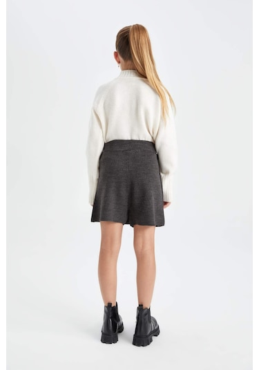 DeFacto Kız Çocuk Antrasit Basic Düz Şort Etek A7172A824WNAR84 Antrasit