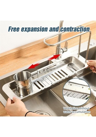 Tongxida Bosphorusboutique Süngerlik Rafı, Parlak Gümüş Genişletilebilir Drenaj Çelik C Hh Çok Renkli Çok Renkli