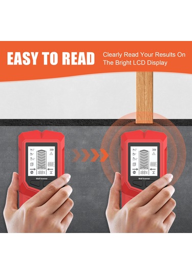 Aubyhe Kırmızı Duvar Tarayıcı, 6 Fonksiyonlu Metal/çelik/ Elektrik Teli Dedektörü, Yüksek Hassasiyetli, Pil Yok