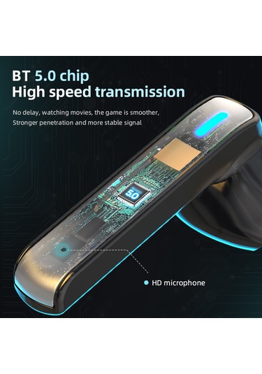 Skycity Bq02 Kablosuz Bluetooth Kulaklık: 5.0 Teknolojisi, Hıfı Ses, Çift Bağımsız Host, Uzun Pil Ömrü, Siyah