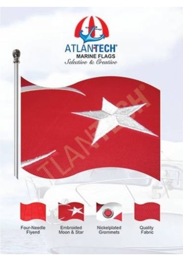 Atlantech 60x90 Türkiye Bayrağı Tuzlu Suya Dayanıklı