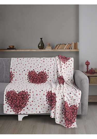 Tek Kişilik Baskılı Pike Koltuk Örtüsü Breeze 180x230 Cm Beyaz/Mor