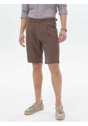 Kip Kahverengi Dokuma Carrot Fit Casual Bermuda Çok Renkli