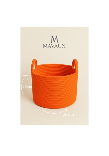 Doğal El Dokuma Hasır Jüt Sepet 20x26 Cm Dekoratif, Çok Amaçlı, Şık Ve Dayanıklı Saklama Sepeti Turuncu