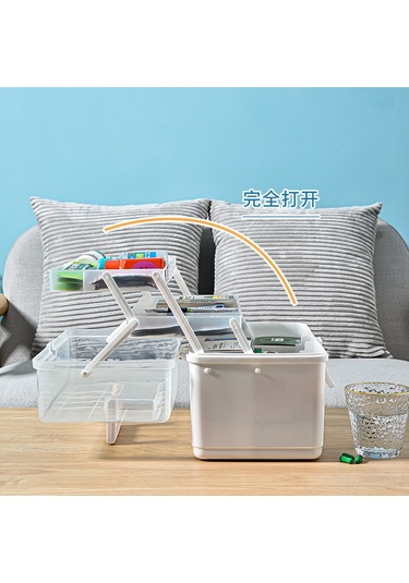 Symbee Büyük Kapasiteli Ev İçi İlaç Kutusu, Katlı Taşınabilir Plastik İlaç Saklama Kutusu, Beyaz Büyük Boy, Taşıma Koluyla Beyaz