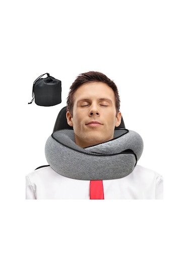 Seyahat Boyun Yastık Bellek Köpük U Şeklinde Yastık Salyangoz Açık Gri