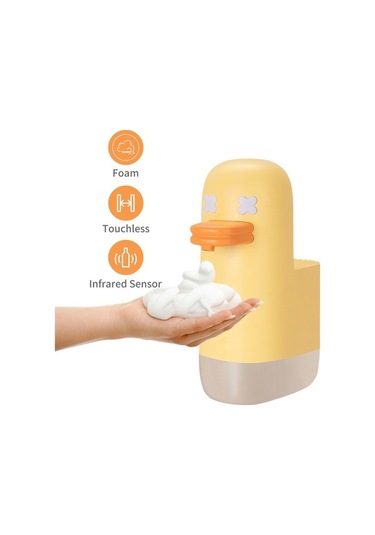Pazly 350 Ml Sevimli Ördek Otomatik Köpük Sabunluk Fotoselli, Sarı Renk Sarı