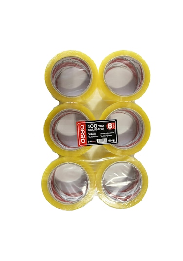 Osso Şeffaf Bant Ambalaj Koli Bandı - 100 Yrd / 91.44 Metre - 43 Mm - 6 Adetlik 16 Paket / Koli 96