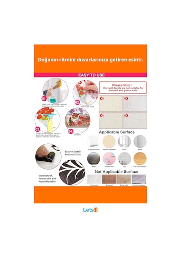 Tropikal Bitkiler Duvar Stickerı 30 Cm 8 Adet Çok Renkli