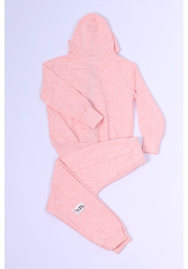 Kız Çocuk Eşofman Takımı Kapşonlu Fermuarlı C48 Pembe