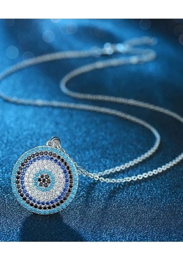 925 Ayar Gümüş Göz Zirkon Taşlı Kolye