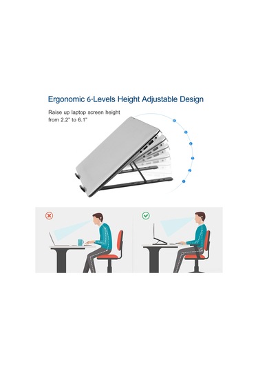 Xiyyadms Alüminyum Portatif Klaptop/tablet Ayaklığı 6 Seviye Yükseklik Ayarlı Soğutma Dizaynı Taşınabilir Katlanabilir
