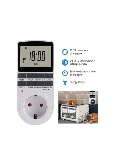 Trendooze Programlanabilir Dijital Zamanlayıcı - 10 Ayar, Lcd Ekran, Eu Fiş Tasarruflu