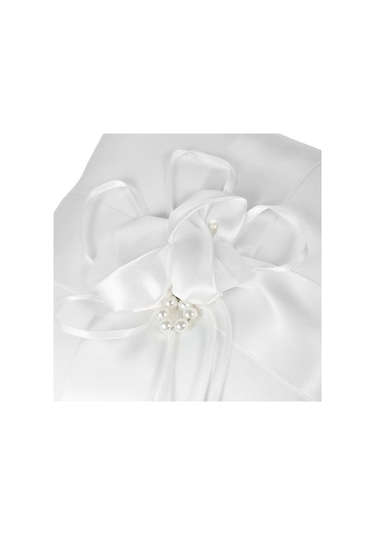 Flybuy Yüzük Yastık Ve Taşıyıcı Set Sepeti Lüks Saten İnç Fiyonk Damat Çiçek Beyaz 7 7 Ll Diğer