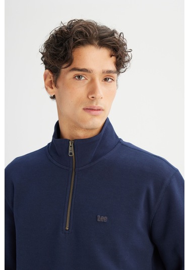 Regular Fit Normal Kesim Fermuarlı Sweatshirt Lee Koyu Lacivert