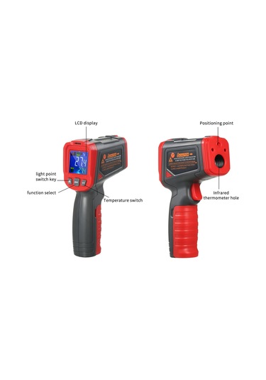 Kızılötesi Lcd Dijital Ekran Sıcaklık Ölçüm Tabancası Kırmızı