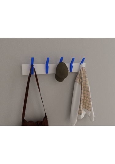 Hepsi3boyutlu Modern Duvar & Kapı Kanca Askılık - 5 Adet Mavi Kanca Askılık - Model No : 3 Mavi