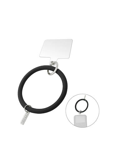 Junsunmay Silikon Bilezik Cep Telefonu Kordon Döngü Anti-kayıp Bilek Halat Telefon Kılıfı İçin Evrensel Siyah