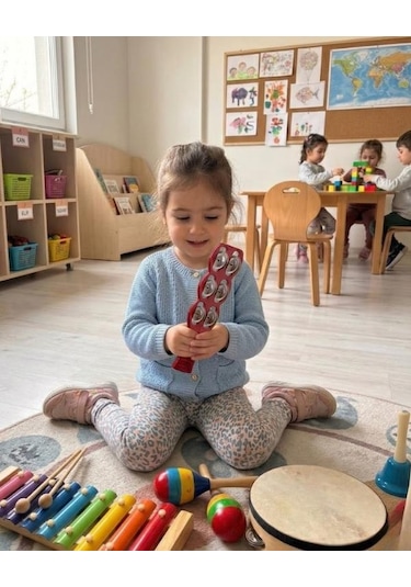 Temel Plastik Çubuk Tef 6 Zilli Kırmızı 26 Cm