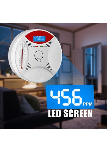 Yifomall Co Ve Duman Alarmı 2-in-1 Fonksiyonlu, Termometre Özellikli, Ab Malzeme, 4 Dil Kullanim Kılavuzu, Pil Gereklidir Zn-cdr810com