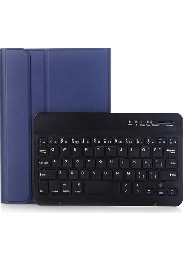 Novahub Mavi Samsung Uyumlu S7 Fe Düz Standlı Kılıf Kapak Bluetooth Klavye T735 İçin Mavi