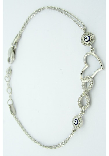 Kalbe Bağlı Sonsuzluk Kadın Gümüş Bileklik Wsb56