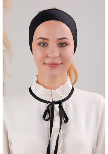 Sihirli Yapışkanlı Kaymayan Bandana Spor Bone Siyah Siyah