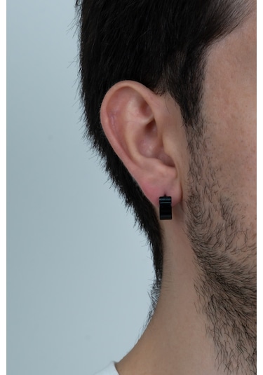 Kalın 6 MM Düz Unisex Erkek Bayan Çelik Küpe Çifti 2 Renk Mse9