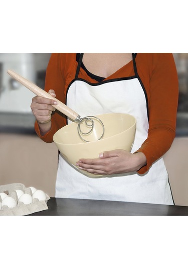 Dofolink Ahşap Saplı Un Karıştırıcı 13 İnç - Pasta Hamuru, Kek Karıştırma Aleti - Ev Fırıncılık Gereci Ahşap