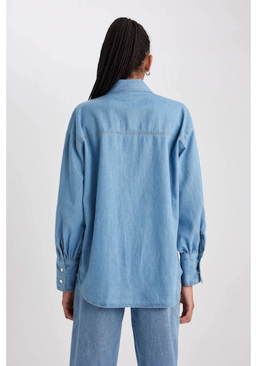 Defacto Fashion Fit Jean Gömlek B2391AX23HSNM28 Mavi