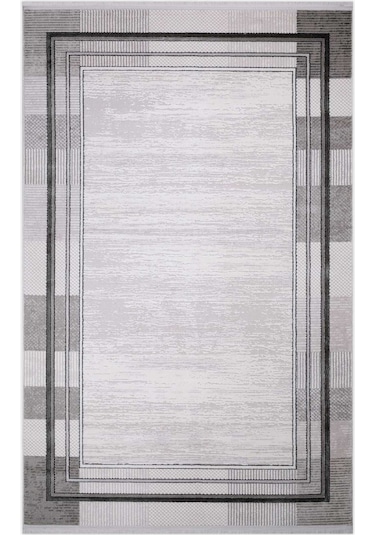 Voyage %100 Akrilik Yumuşak Dokulu Halı Kilim Salon Mutfak Koridor Yolluk Dokuma Makine Halısı Ac-410 Gri