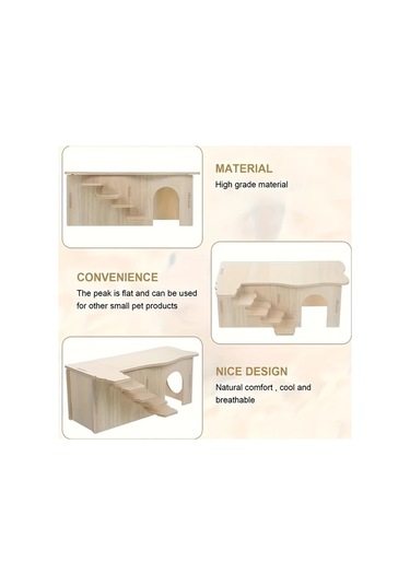 Elmpaly 1 Adet Hamster İçin Ahşap 2 Katlı Salıncak Yatak Villa Oyuncak Aksesuarı