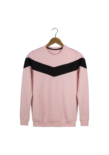 Terapi Men Erkek Bisiklet Yaka Pembe Sweatshirt Pembe