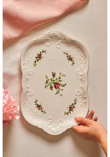 Karaca Vintage Rose Kayık Tabak 35 Cm Çok Renkli