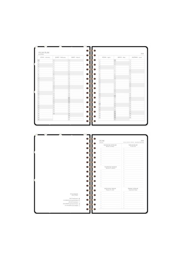 2026 A5 Spiralli Haftalık Ajanda 12 Aylık - Puantiye Siyah Puantiye