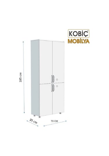 Kobiç Ofis Dosya Dolabı Kilitli Tam Kapak Suntalam Dolap 70x35x185 Cm Meşe Meşe