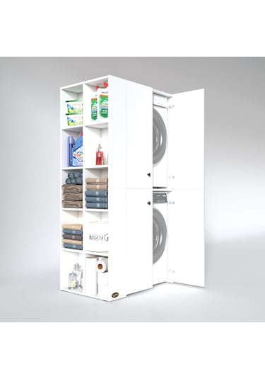 Kenzlife Çamaşır-Kurutma Makinesi Dolabı Kapaklı Fedyenka Sol Byz 180*090*60 Banyo Arkalıksız Çok Renkli