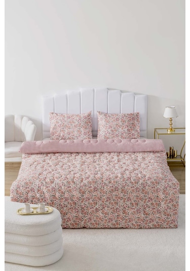 Rivaistanbul Pembe Bahar Çift Kişilik Çift Taraflı Kapitone Yorgan 200x215 Cm Pembe