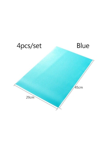 Mavi 4 Adet Buzdolabı Pedi Antibakteriyel Zehirli Küf Nem Pedi Su Geçirmez Buzdolabı Paspasları Mavi